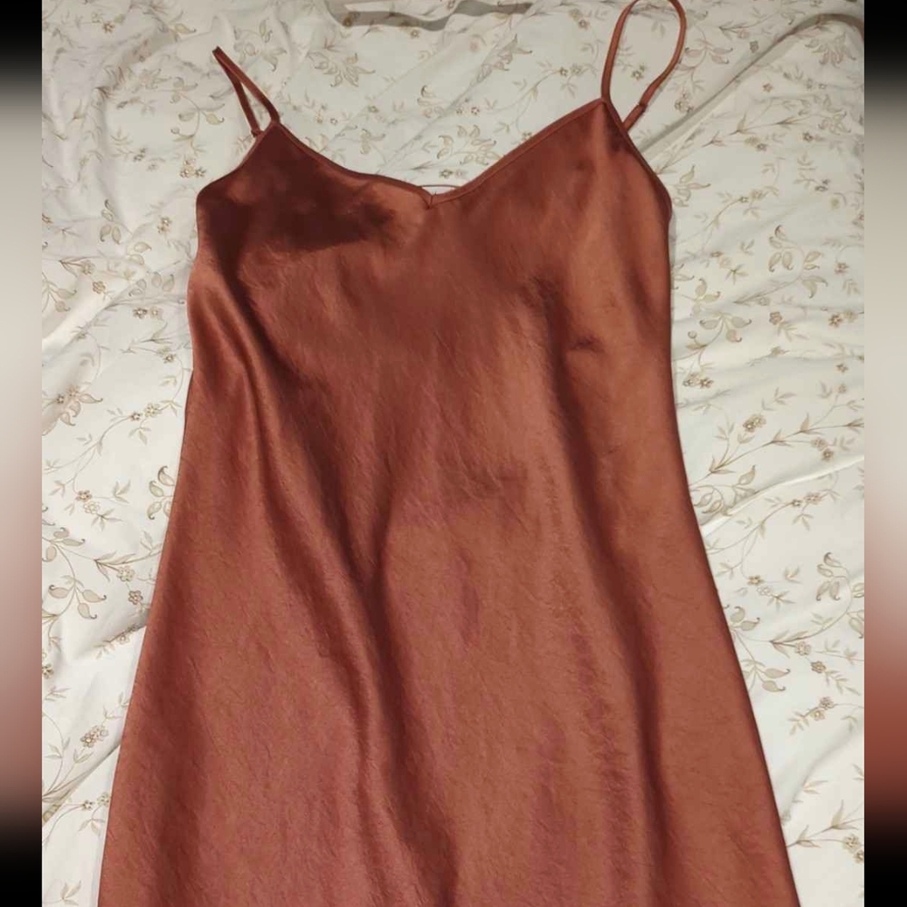 Aritzia High Low Dress in Rust Brown